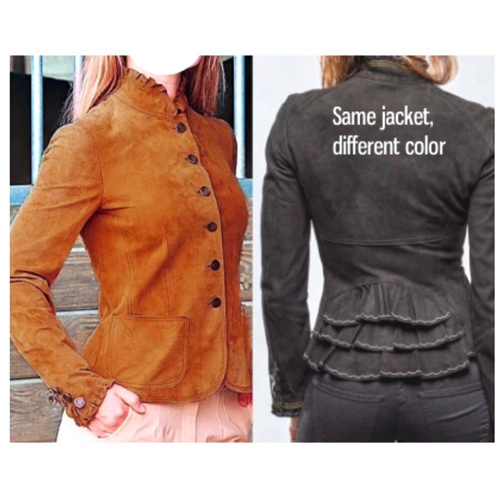 ARTICO Lamb Leather Suede Jacket Bustle Back  •36-Inch Chest  • Made in Italy